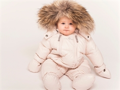 VER de TERRE baby snowsuit rose powder with down fill and fur